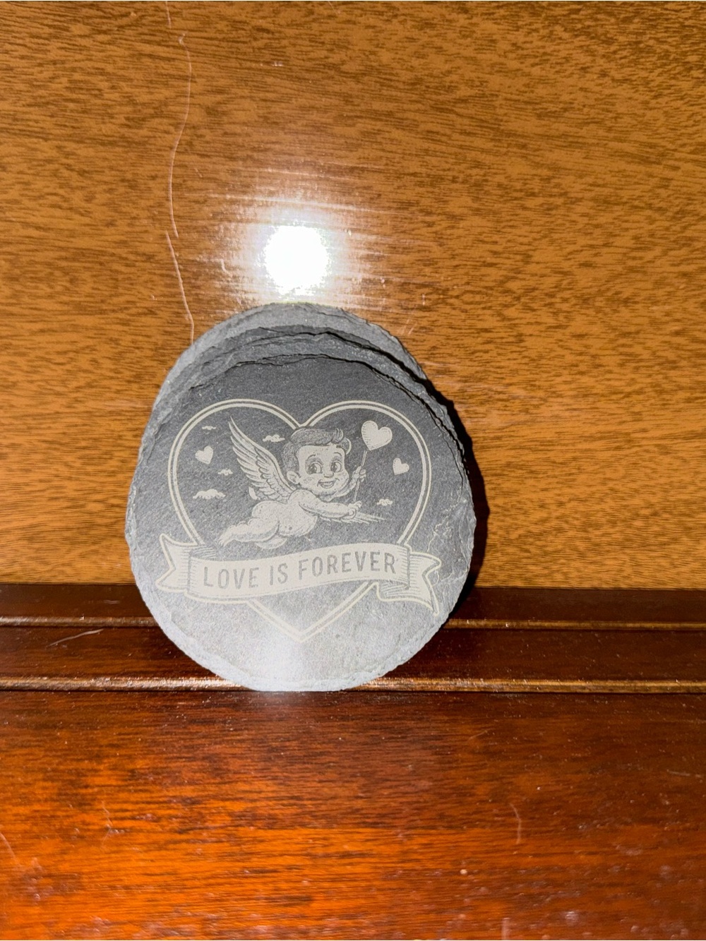Valentine’sDay-Love Is Forever Slate Coaster Set - Gray